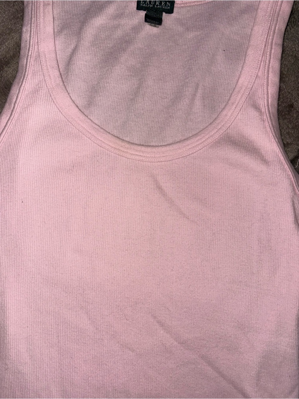 Lauren Ralph Lauren Light Pink Ribbed Scoop Tank